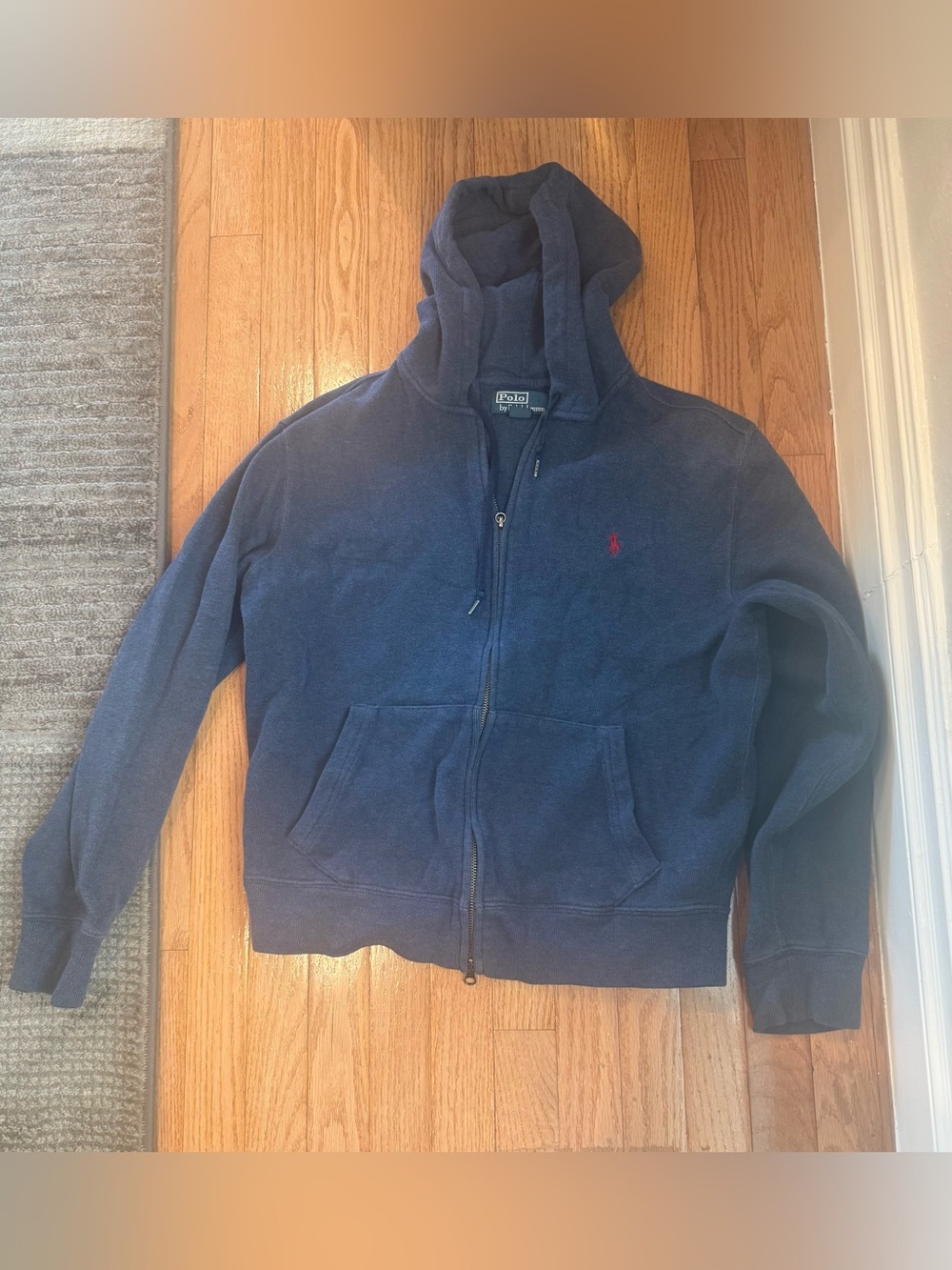 Polo by Ralph Lauren Navy Zip-Up Hoodie Sweater medium